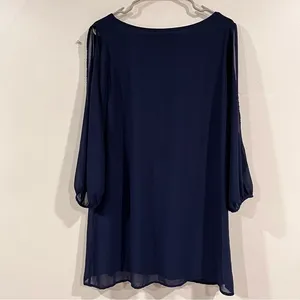 Lulus Shifting Dears Navy Blue Long‎ Sleeve Dress MEDIUM thumbnail 6