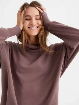 [Aerie] Oversized Fleece Turtleneck Sweater Pullover Sweatshirt Cozy Sz Small S thumbnail 1
