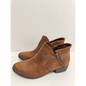 Sun + Stone Boots‎ Womens Brown Double Zip Size 5 Almond Toe Cushioned NEW thumbnail 2