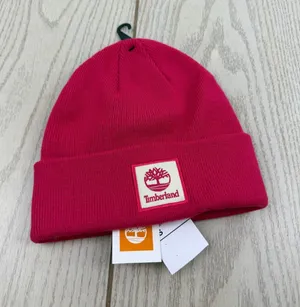 Timberland Women’s Logo Front Patch Beanie Hat O/S Pink/Magenta $30 thumbnail 1