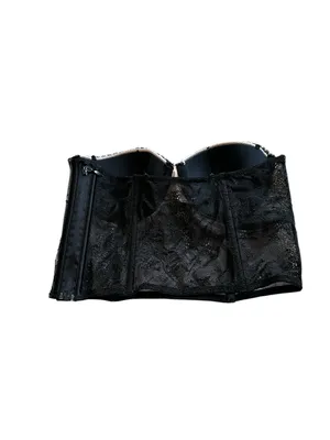 Victorias Secret Black Lace Bustier Crop Top Size 34B Boudoir Sexy Coquette thumbnail 4