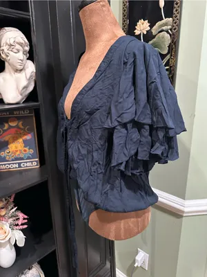 Free People Intimately “Call Me Later” Black Flutter‑Sleeve Bodysuit – Size Smal thumbnail 9