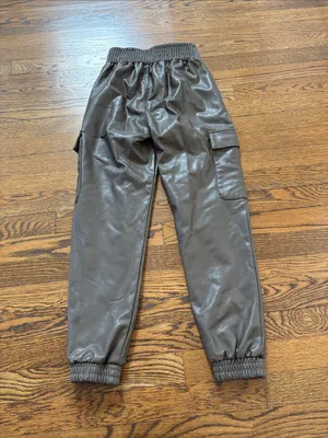 Abercrombie & Fitch Faux Leather Jogger cargo Pants - Brown, , XXS thumbnail 2
