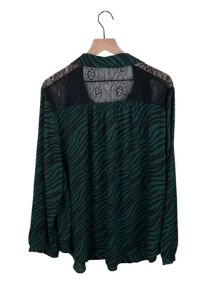 Torrid Georgette Lace Trim Drop Leopard Green Print Long Sleeve Blouse Size 3X thumbnail 4