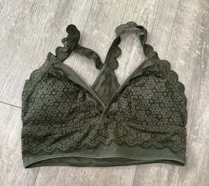 LAST PRICE🍒🤍 AERIE military green lace bralette ✨ thumbnail 1