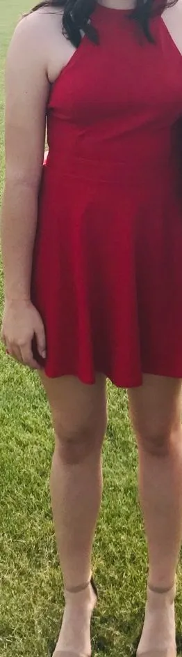 Red Lulus Halter Top Dress thumbnail 1