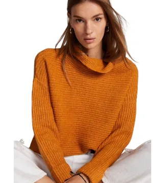 Pilcro Cowl Neck Sweater Burnt Orange Ginger‎ Knit Womens M thumbnail 1
