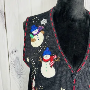 Designers Originals Studio Christmas Sweater Vest Size S Snowman Vintage thumbnail 2