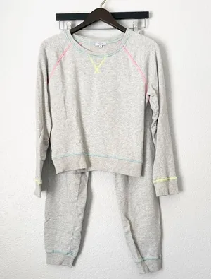 RAILS Theo Top & Devon Bottom Neon Heather Gray Sweat Set XS thumbnail 1