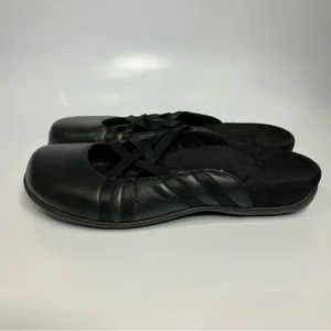 Vionic Claire black leather mules slip on shoes‎ women's size 9 business casual thumbnail 4