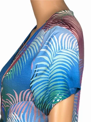 SOFT SURROUNDINGS Anya Ombré Palm Twist Front Maxi Dress Stretch Size Small thumbnail 8