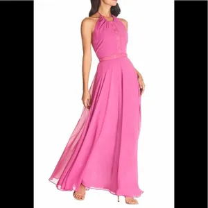Dress the Population Odette Chiffon Maxi‎ Dress, Pink, Size; Large, NWT thumbnail 3