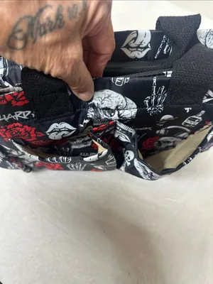 Hard Rock Cafe Black Tote with Red Rose & White Skull Print thumbnail 8
