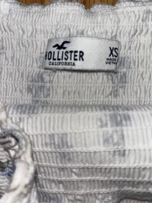 Hollister Smocked White Floral Crop Tank Top with Ruffled Straps thumbnail 2