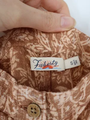 Faherty Kendall Palms Linen Maxi Dress Women’s Small Brown Tie Strap Button thumbnail 6