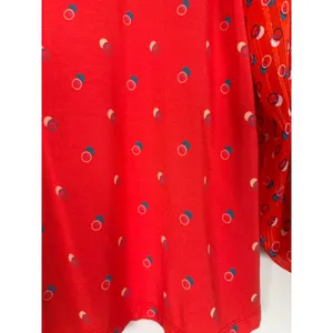 Maeve Anthropologie Red Geometric Dot Mixed Media Ruffle Tie Neck Blouse Medium thumbnail 11