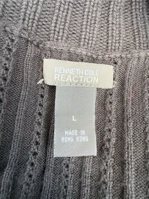 Kenneth Cole Reaction Black Cropped Ribbed Cardigan Shawl Collar‎ 1 Button Large thumbnail 11