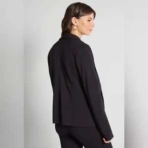 ModCloth Black Stretch Knit Shawl Collar Blazer business casual office jacket thumbnail 3