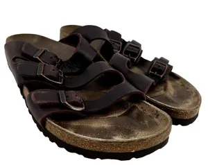 Birkenstock Florida Soft Footbed Sandals Three Straps Slip On Leather Brown 9 thumbnail 2