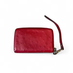 Michael Kors Red Ostrich Embossed Leather Zip Around Wristlet Wallet Pouch Small thumbnail 2