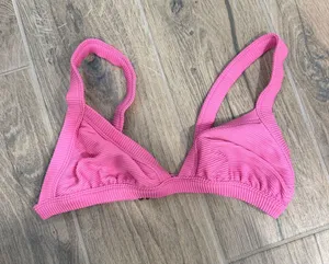 Billabong Pink Ribbed Triangle Bikini Top thumbnail 1
