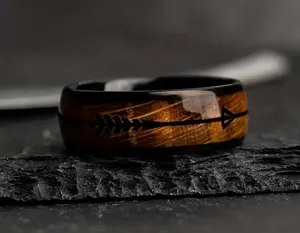 Men’s Luxury Collection Titanium Steel w/ Wood Grain Design 8mm Band Size 12 thumbnail 2