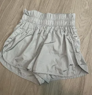 Free People Light Gray Elastic Waist Athletic Shorts thumbnail 1