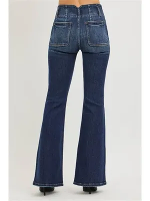 RISEN High Rise‎ Flare Jeans With Seam Detail Waistband thumbnail 5