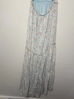 Altar’d State Blue Floral Smocked Open Back Tiered Maxi Dress XS Romantic thumbnail 6