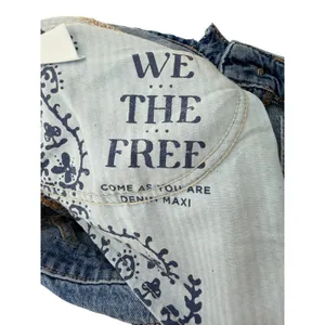 We The Free Free People Come As You Are Denim Maxi Skirt High Rise Blue Long Slit Skirt 32 thumbnail 8