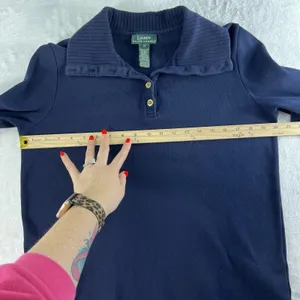 Lauren Ralph Lauren Medium M 1/4 Button Cotton Sweater Navy Blue LRL Women's thumbnail 11