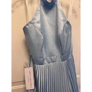 Azazie Christian Siriano Keita Sky Blue Pleated Halter Chiffon Gown Dress A6 NWT thumbnail 5