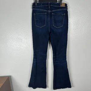 American Eagle Super Hi-Rise Flare Jeans Womens Size 8R Dark Wash Stretch Boot thumbnail 3