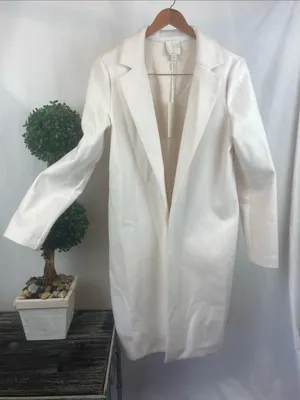 Joie Ivory Open Front Long Sleeve Trench Coat NEW M thumbnail 1