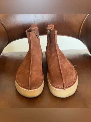 Clarks Originals Trek Wedge Boots in a brown suede size 5.5 zipper thumbnail 2