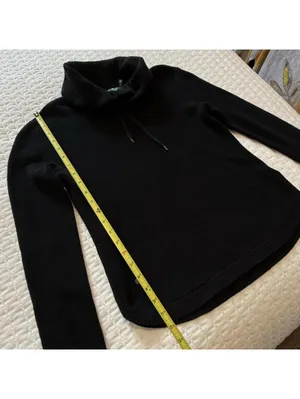 Lauren Ralph Lauren Black Waffle Knit Cowl Neck Long Sleeve Sweater Sz S Small thumbnail 3