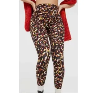 Aerie Offline Goals High‎ Waisted Black Multicolor Abstract Leggings Size S thumbnail 2