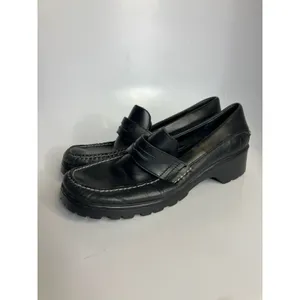 Y2K Bass Josephine black leather loafers lug sole women's size 9 Casual nautical thumbnail 3