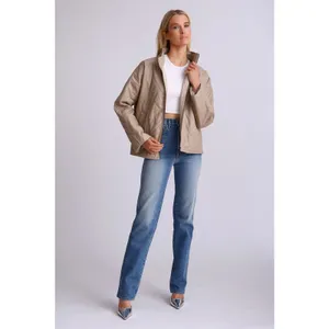 Avec Les Filles Faux Leather Vegan Diamond Quilted Coat Womens M Neutral new thumbnail 10