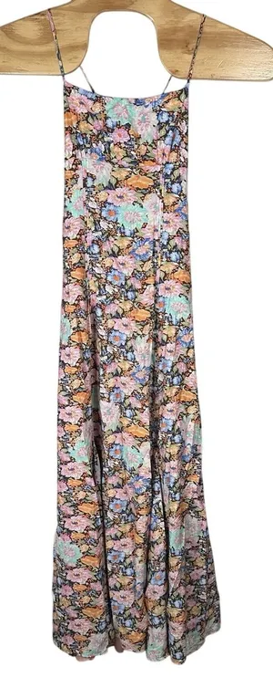 Hello Molly Floral Maxi Dress Sz Medium/6 Brown Pink Wedding Guest Festival Boho thumbnail 1