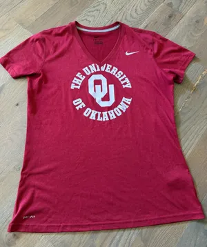 Nike Red University of Oklahoma V-Neck Tee thumbnail 1