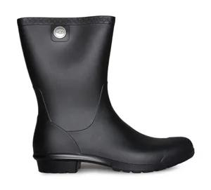 UGG Women's Sienna Matte Black Waterproof Mid-Calf Pull On Rubber Rainboots 7.5 thumbnail 1