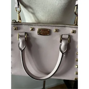 Michael Kors Saffiano Leather Kellen Studded Blossom Satchel Bag in Pink Purse thumbnail 2