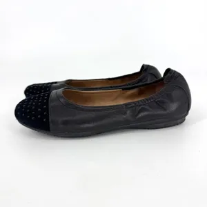 Josef Seibel Pippa Leather Ballet Flats Black Stud‎ Suede Cap Toe Size 36 US 5.5 thumbnail 3