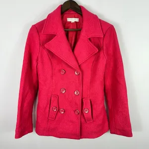 New York & Company Peacoat Women Small Pink Wool Blend Double Breasted Jacket thumbnail 1