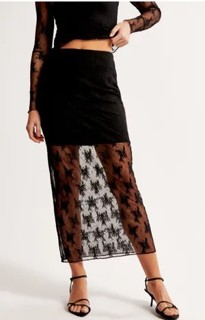 NWT Abercrombie Lace Midi Skirt thumbnail 1