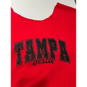 Red Tampa‎ Bestie Graphic Sweatshirt Distressed Neckline thumbnail 2