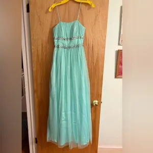 Morgan & Co‎ Turquoise Green Strapless Formal Prom Dress Juniors Sz 1/2 Sequin thumbnail 8