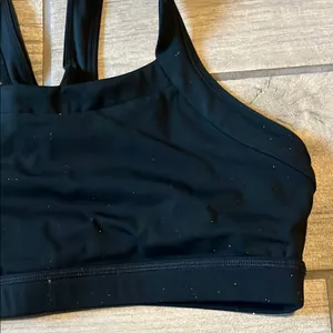 Black Racerback Sports Bra with Moisture-Wicking Fabric thumbnail 2