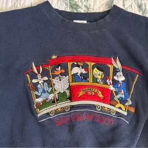 Vintage Warner Bros 90s Looney Tunes San Francisco Sweatshirt XS Streetcar thumbnail 2